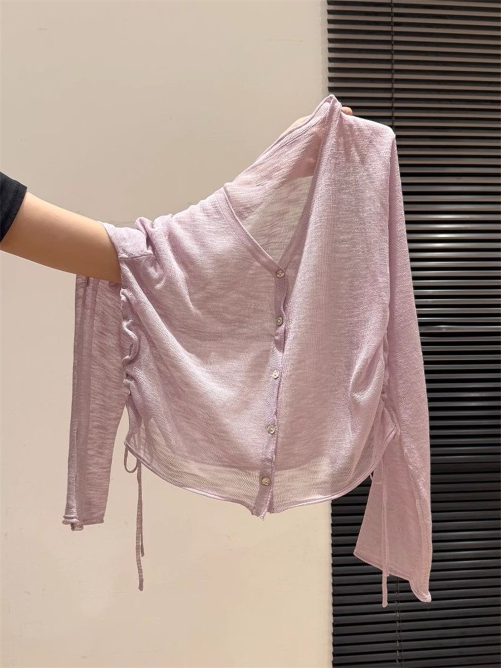 Light Pink Sheer Button-Front Women’s Top